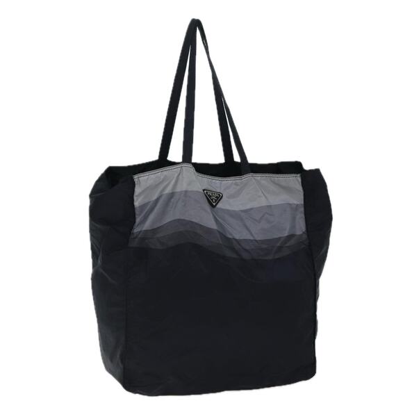 PRADA Tote Bag Nylon Black Gray - Picture 1 of 12
